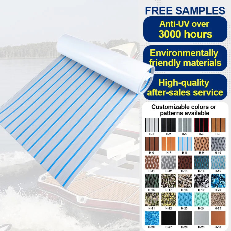 XYF 2400*900mm EVA Foam Eco-Friendly Anti-Slip 6mm Thick Floor Marine Decking Sheet Blue Grey Modern Design Outdoor Use Phontoon