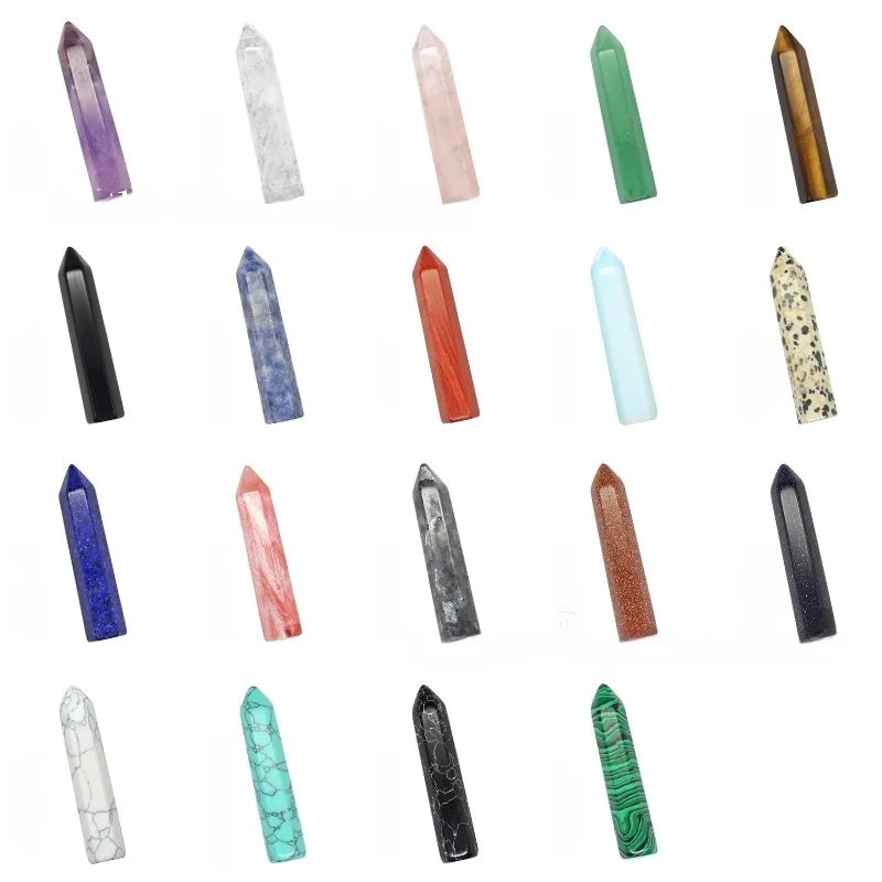 Wholesale Various Natural Gemstone Healing Stones 10*5mm Hexagon Column Crystal Wand for Home Decoration