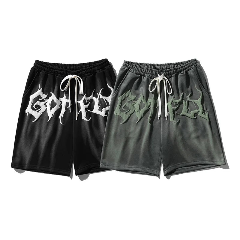 Men Sports Hip Hop Bland Streetwear Shorts 2022 Street Trend Puff Printing Casual Woven Outdoor Custom Shorts 1pc/ Poly Bag