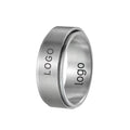 ShuoyeW 8MM Stainless Steel Ring Silver Black Gold Matte Brushed Basic Rotatable Spinning Whirling Stainless Steel Ring Ring 419