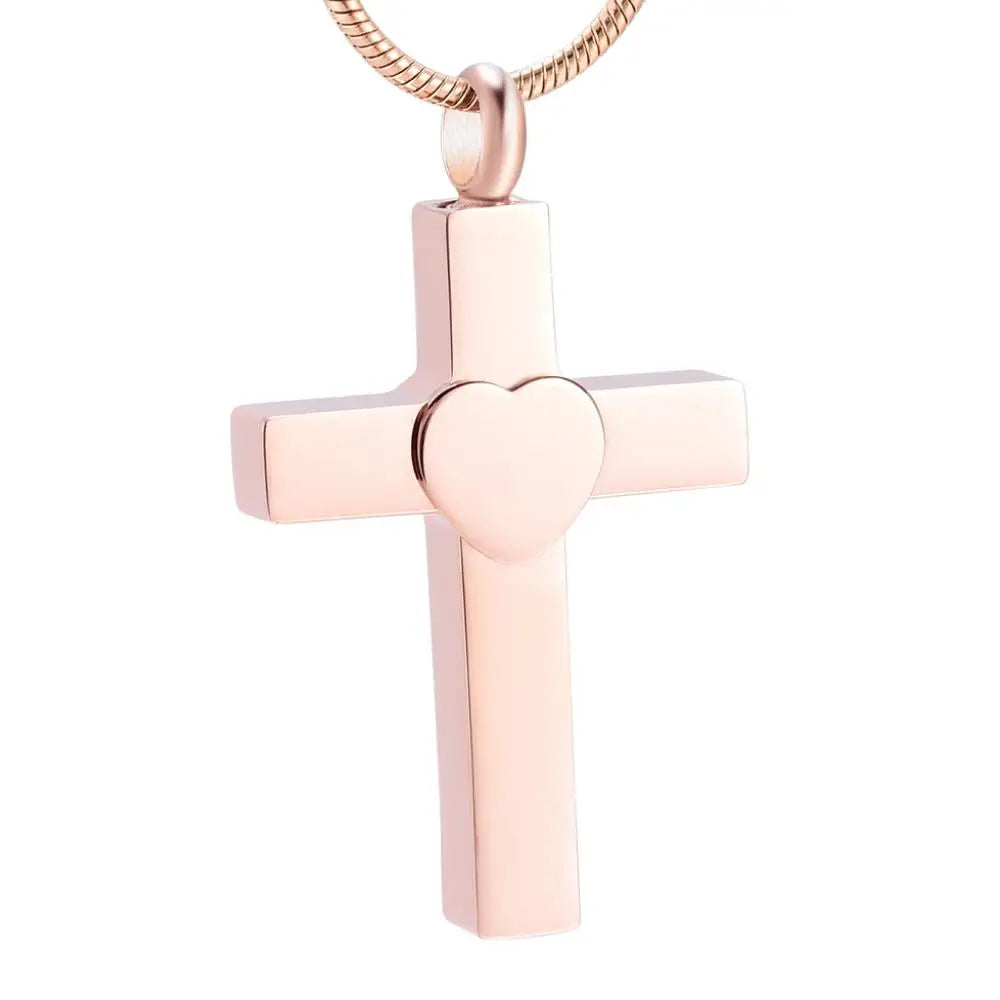 Stainless Steel Cross Heart Cremation Necklace Keepsake Ashes Urn Pendant Ash Jewelry Memento in Cross Celtic Western Style
