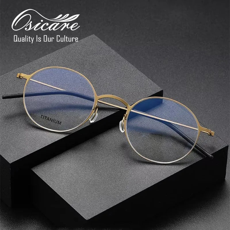 Hot Round Screwless Eyewear Wholesale No Screw Gold Eye Glasses Spectacle Computer Titanium Round Eyewear Eyeglasses Frame