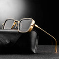 Millionaire Men's Retro Sunglasses with Trendy Gold Frame Light Weight Mirror Lenses UV400 Sun Glasses with Thick Edges