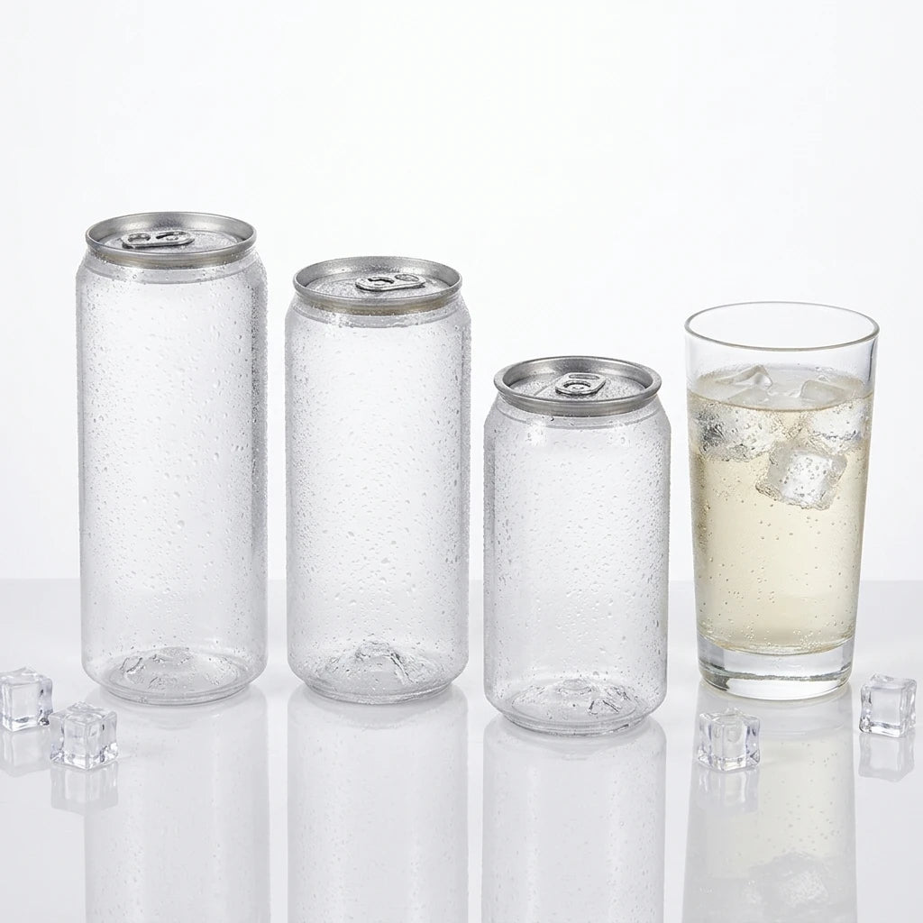 Food Grade Cylinder PET Plastic Cola Beer Can With Aluminum Easy Open Lid