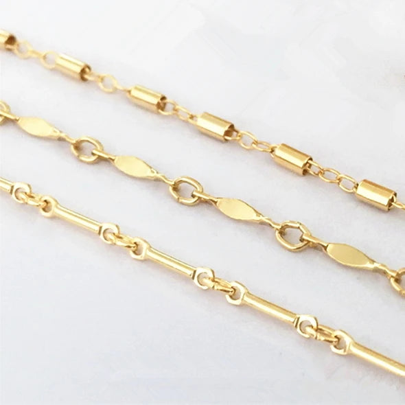 Premium Jewelry Chain Bone Chain 1mm 14K Gold Filled 1+1 Bamboo Chain for Jewelry Making