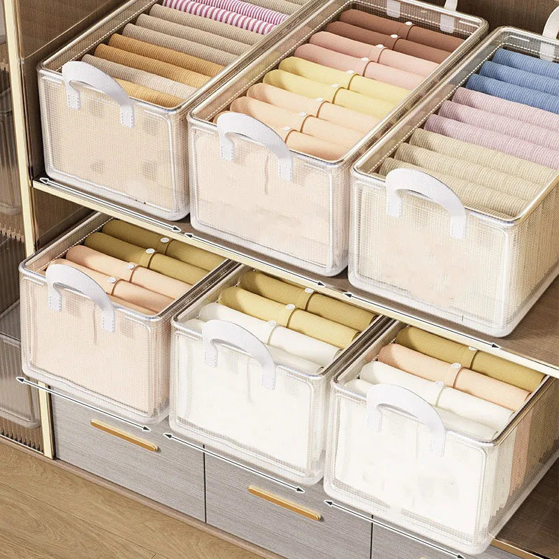 Clear PVC Steel Frame Storage Box Square Organizing Container for Home Wardrobe Storage Clothes Plastic Bins Clear Organizing