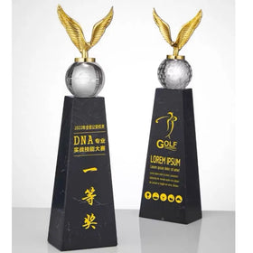 Hot Sale Sports Champions Crystal Trophy Manufacturer Crystal Glass Award Trophy With Gold Eagle