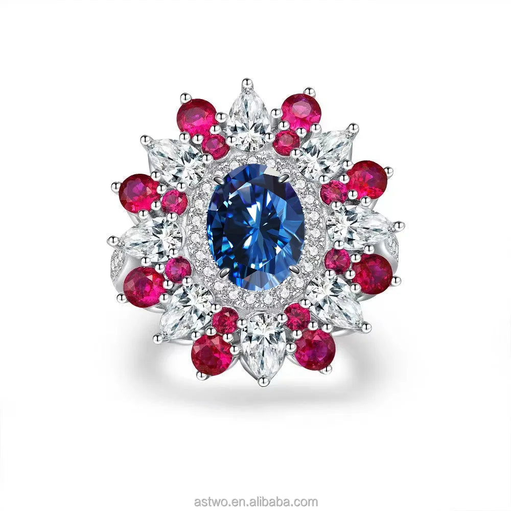 Oval Cut 2CT Moissanite Ring 925 Sterling Silver Engagement Fine Jewelry Moissanite Diamond Ring