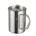 350ml/500ml Stainless Steel 18/10 Outdoor Picnic Camping Measuring Drinking Coffee Mug with Folding Handle Lid