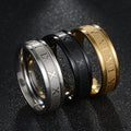 Douvei Fashion Jewelry Stainless Steel Wedding Band Ring Roman Numerals Gold Black Cool Punk Rings for Men Women
