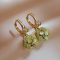 2022 Earring Popular Hot Selling Sweet Resin Zircon Rhinestone Small Ball Ear Buckle Huggie Earrings Green Ball Earrings