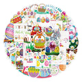 50pcs/bag Cartoon Easter Stickers Custom Vinyl Waterproof Easter Egg and Rabbit Stickers for Children Holiday Party Decoration
