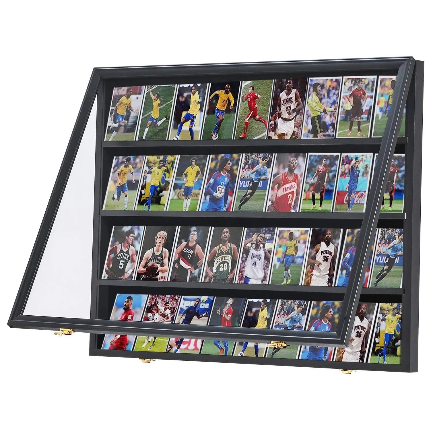 Hot Sale 36 Graded Sports Card Display Case Wall Display Holder for Basketball Football Trading Cards-Made of Wood Frames