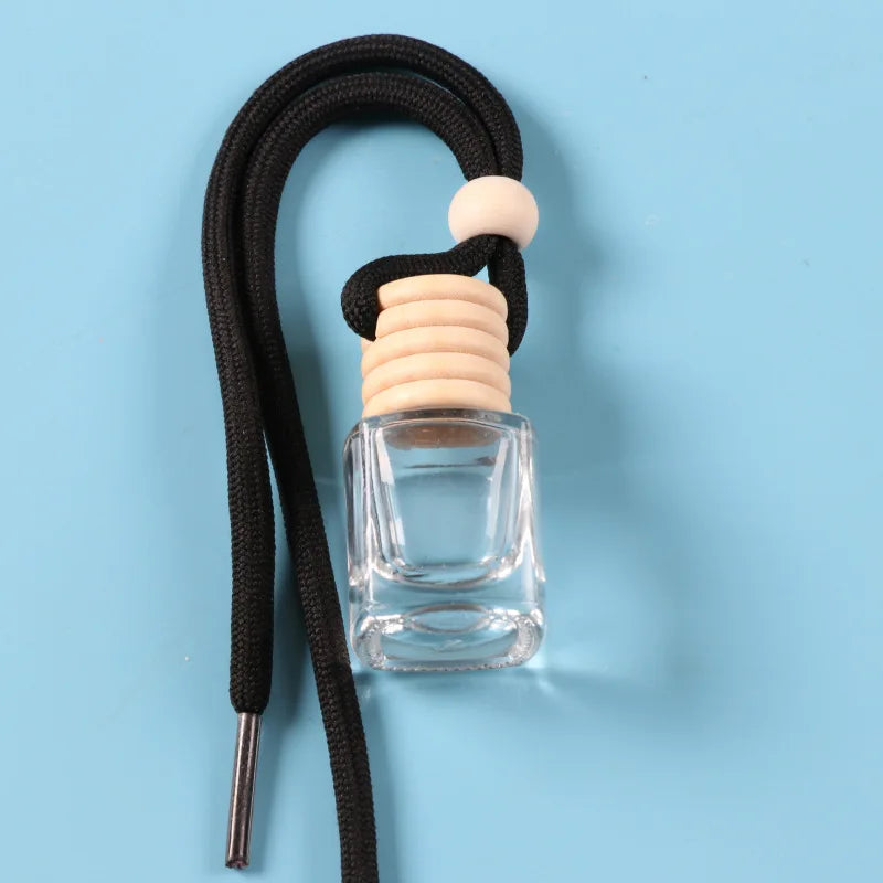 Factory Supply 8ml Hanging Empty Car Diffuser Car Air Freshener Perfume Bottle Wtih Wooden Screw Cap