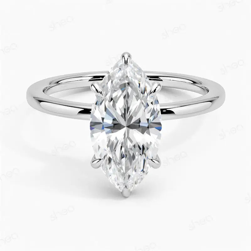 Factory Wholesale VVS 925 Silver 1ct 2ct Marquise Cut Moissanite Diamond 6 Prong Solitaire Engagement Wedding Ring Jewelry Women
