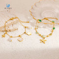 SUMMLY Trend Wholesale Creative Double Chain 18K Gold Plated Stainless Steel Starfish Charm Bracelet Fashion Jewelry