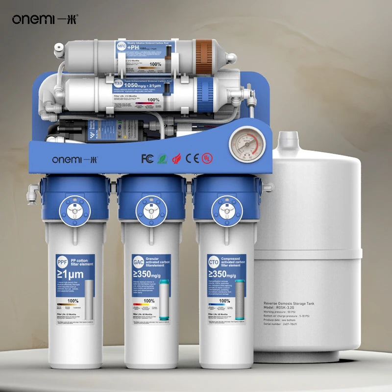 OEM 75 GPD 6-Stage Residential RO Water Filter Reverse Osmosis Leak Proof Water Cooler Alkaline Carbon Station