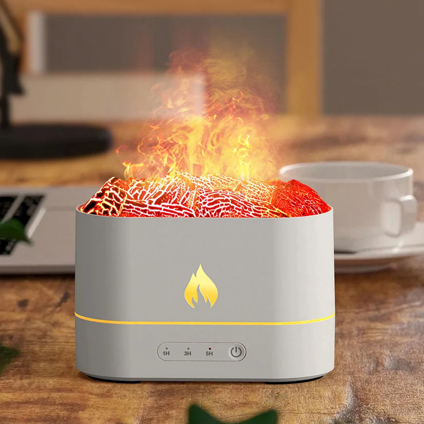 2024 Creative Portable Modern Bule Red LED Essential Oil Mini USB Volcano Diffuser Fire Flame Humidifier Household 1-Year