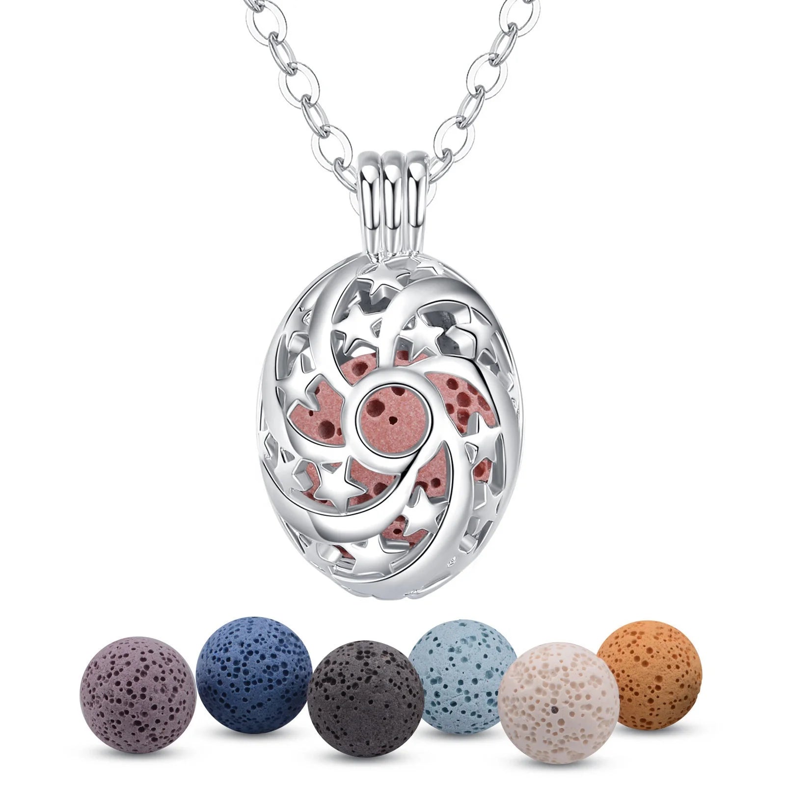 Star Shape Vintage lava Stone Essential Oil Aroma Diffuser Pendant Necklace