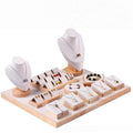 48*40 cm Counter Beige Microfiber Wood Jewelry Set Display Stand Holder