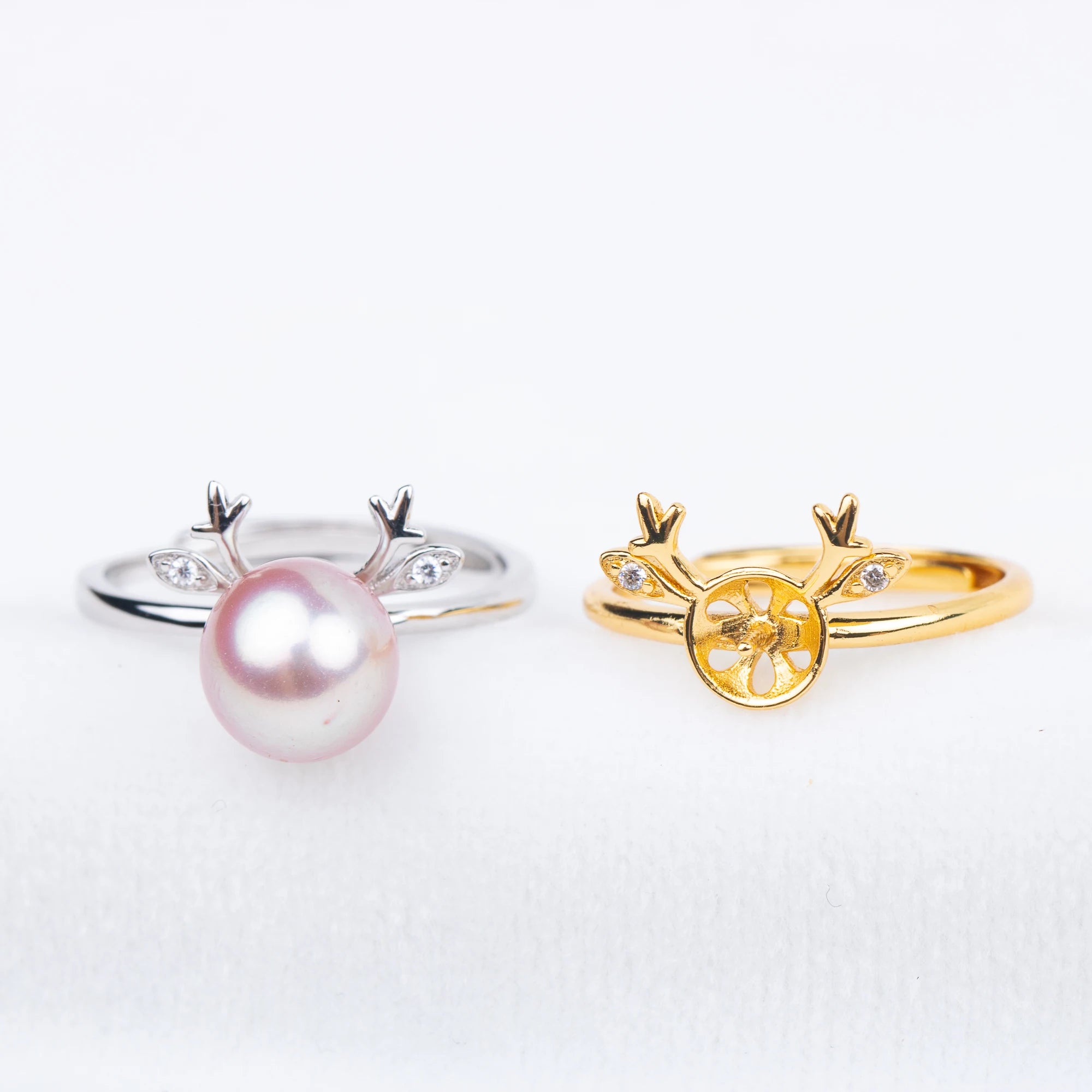 R010707 DIY 6-8mm Natural Freshwater Pearl Ring Accessory 925 Sterling Silver Adjustable Size Engagement Jewelry Ring for Women