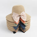 Japanese Split Bow Wide Brim Straw Hats Customized Women Summer Outing Holiday Beach Hat UV Sun Girls Straw Hat