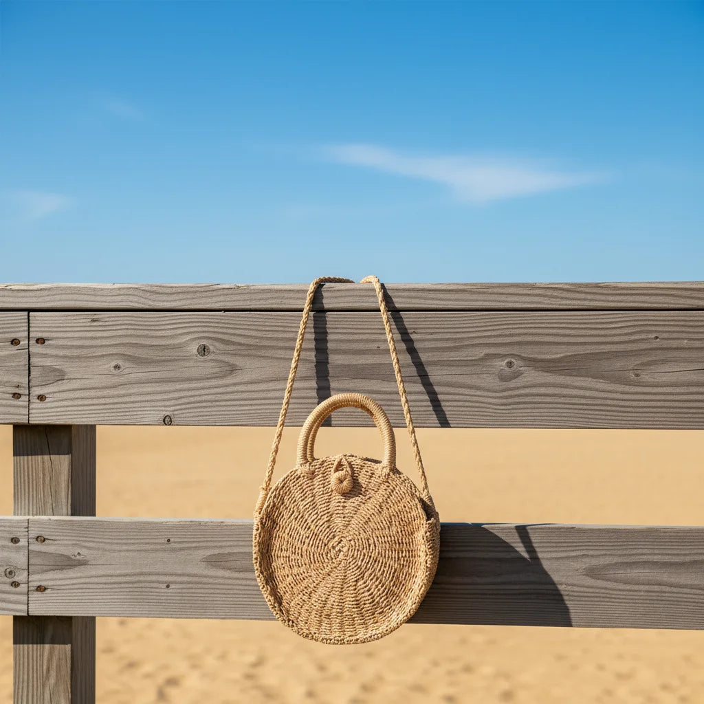 2026 Summer Wholesale Eco-Friendly Woven Tote Bag for Women Straw Material Portable Zip Closure for Beach Use Autumn Spring