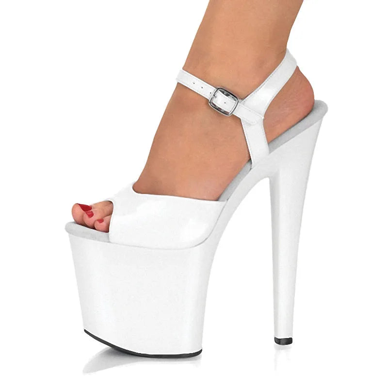 Women's Sexy 20cm High Heels Sandals Unique Temperament Nightclub Shoes with Height Increasing Feature for Summer