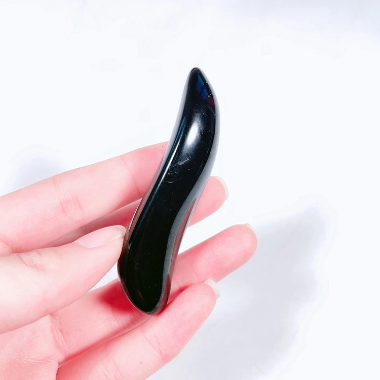 Hongzhuo Natural S Shape Black Obsidian Gua Sha Board for Beauty and Personal Care for Female Beauty