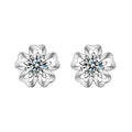 XEA011 New 925 Sterling Silver Moissanite Earrings Korean Style Cherry Blossom Design Simple and Exquisite Wholesale