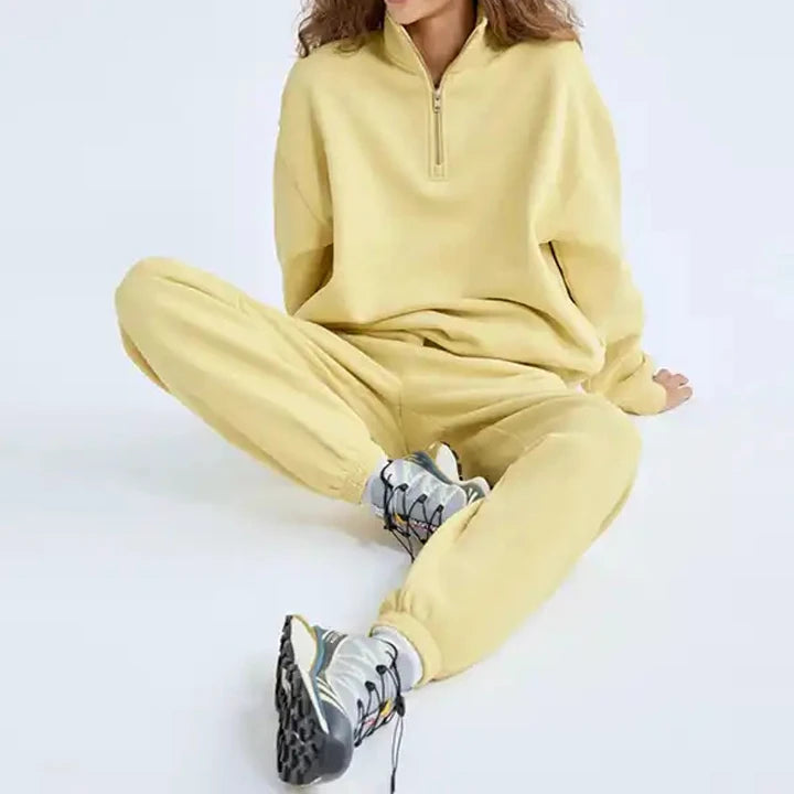 Custom Sweatsuits Woman Two Piece Half Zip Hoodie and Pants Set Causal Fleece Pullover Half Zip up Hoodie and Jogger Set Women