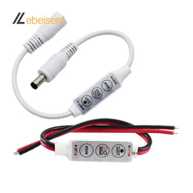 Lebeisenf Mini LED Controller DC 12V-24V 12A 1-Channel Single Color Dimmer DC5521 Male/Female Connector Welded PWM LED Light
