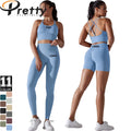 High Quality Women's Gym Fitness Sets Workout Clothing Yoga Legging & Sports Bra Set Shorts Outfit Seamless Yoga Sets for Woman