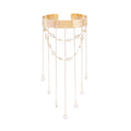 Gold Plated Metal Crystal Tassels Bracelet Versatile Fashion Cuff Armlet with Stripes Opened Design Jewelry Accessory