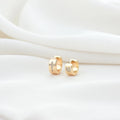Trendy Design 14K Gold Plated Round Shape Heart Cross Pattern Small Hoop Earrings