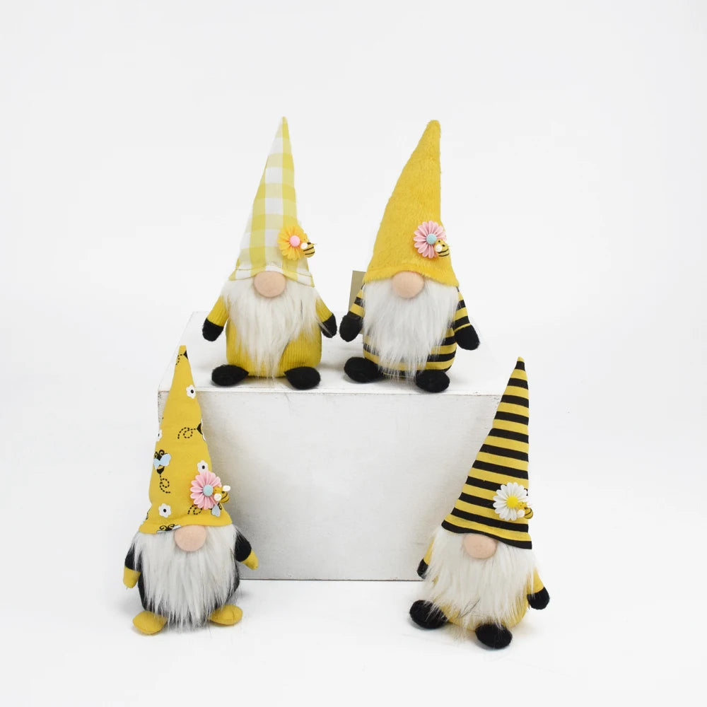 Boheng Cloth Handicraft Yellow Bee Gonk Christmas Decoration Swedish Figurines Bee Santa Striped Gnome