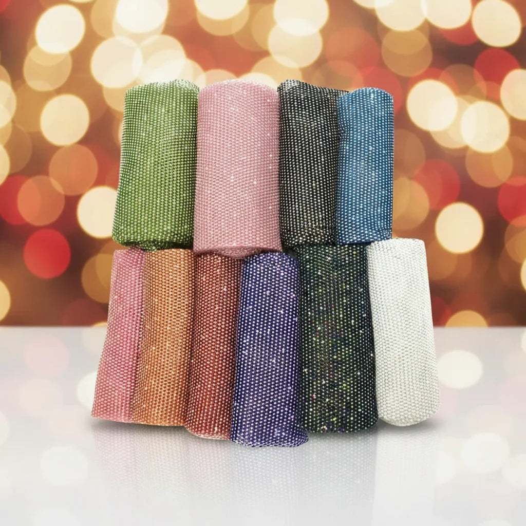 S131 Various Color Rhinestone Fabric Mesh Crystal Stretch Mesh Accessories for DIY