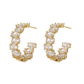 Cunyan 2025 Fashion Korean Earrings Wholesale Gold Plated C Shaped Zircon Drop Earrings Women