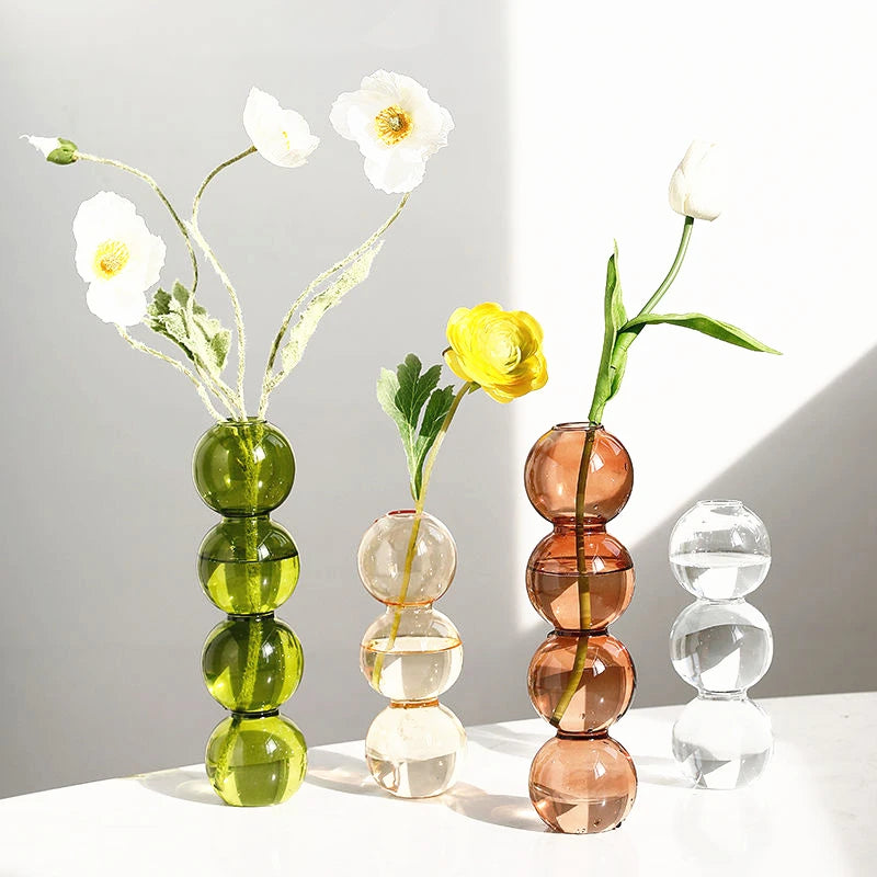 Creative Glass Flower Arrangement Vase Glass Color Decorative Flower Vase Home Decoration Glasses Flower Vases