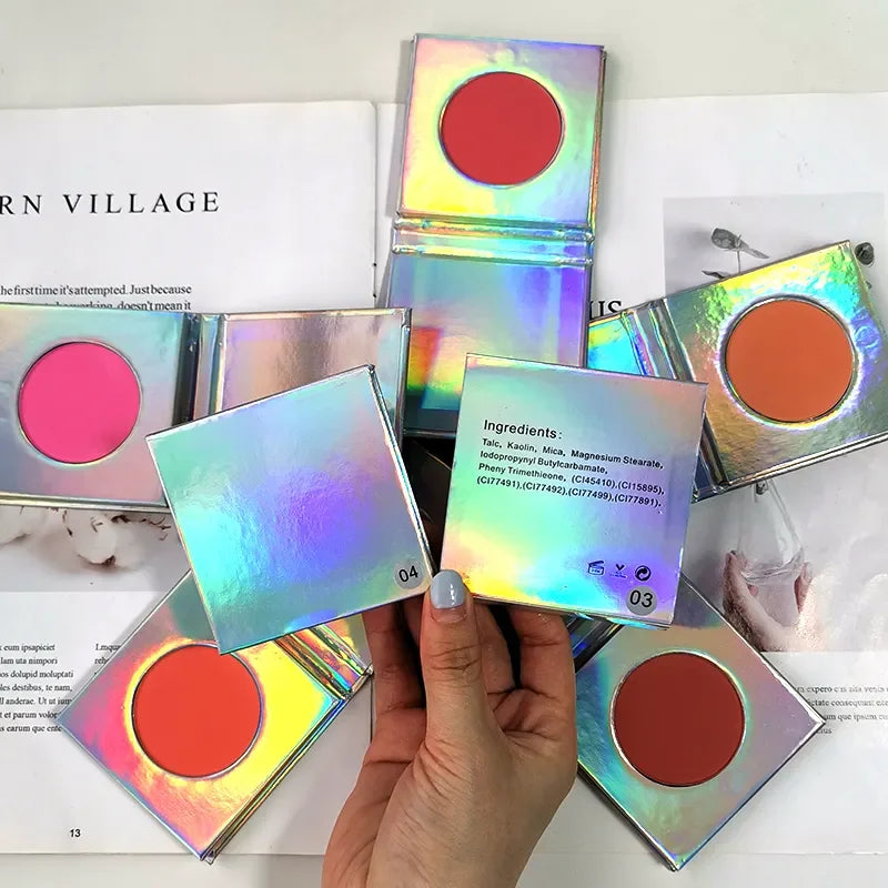 Wholesale Vegan Single Blush Palette Private Label Holographic Palette High Pigmented Blush Palette