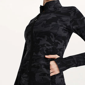 Horse Riding Workout Jacket Clothing Slim Fitting Full Zipper Quick Dry Women Long Sleeve Shirt Equestrian Camo Jacket