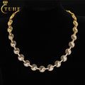 Fancy Design Fashion Hip Hop Jewelry 12mm 18K Gold Plated Brass Full AAAAA CZ Diamond Bless Bagua Link Chain Necklace