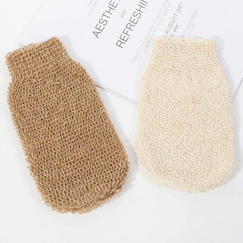New Arrival Natural Hemp Jute Vegetable Fiber Shower Gloves Scrubber Peeling Gloves Bath Exfoliating Scrubber