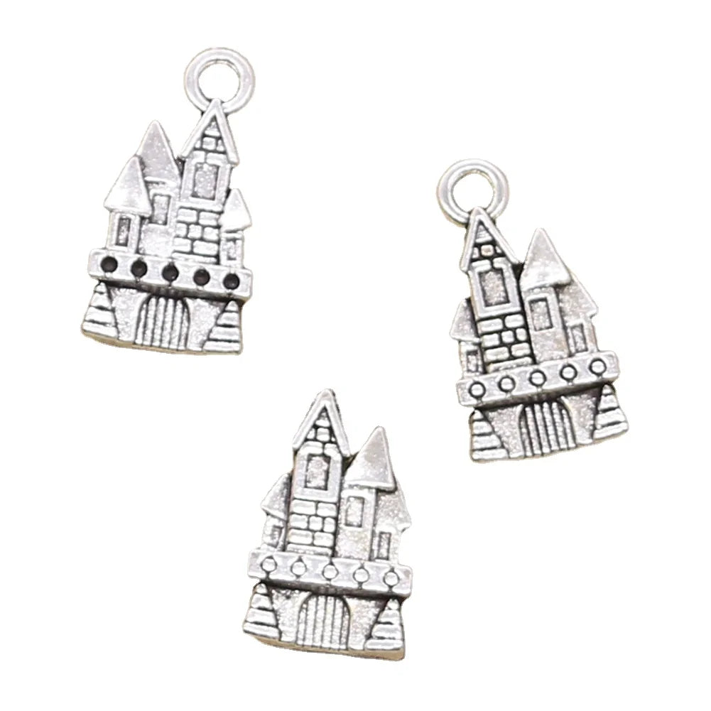 Charms Castle Barbacan House 21x11mm Handmade Making FitVintage Tibetan Silver Color PendantsDIY for Bracelet Necklace