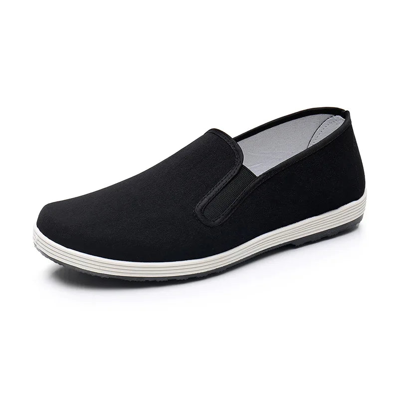 Low Price Rubber Sole Non-slip Cloth Shoes Breathable Soft Lightweight Home Use Men Flat Shoes