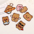 New Cute Eco-Friendly Embroidered Butter Bread Bear Sticker Mini 2.9x2.5cm Patch for Hats & DIY Decoration