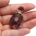 Hongzhuo Amethyst Natural Perfume Essential Oil Bottles Crystal Perfume Bottle for Pendant Necklace