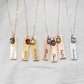 Zhongzhe Jewelry Custom 12 Color Birthstones Necklace Laser Lettering Pendant DIY logo Stainless Steel Necklace for Woman