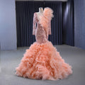 Jancember Rsm222146 Pink Ruffle Long Sleeve Sequins Evening Party Mermaid Gowns Dresses
