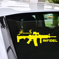 Infidel AR-15 Army Gun Decal Car Window Door Bumper Laptop Vinyl Sticker Gift Die Cut Decals Latop Window Glass Vinyl Sticker